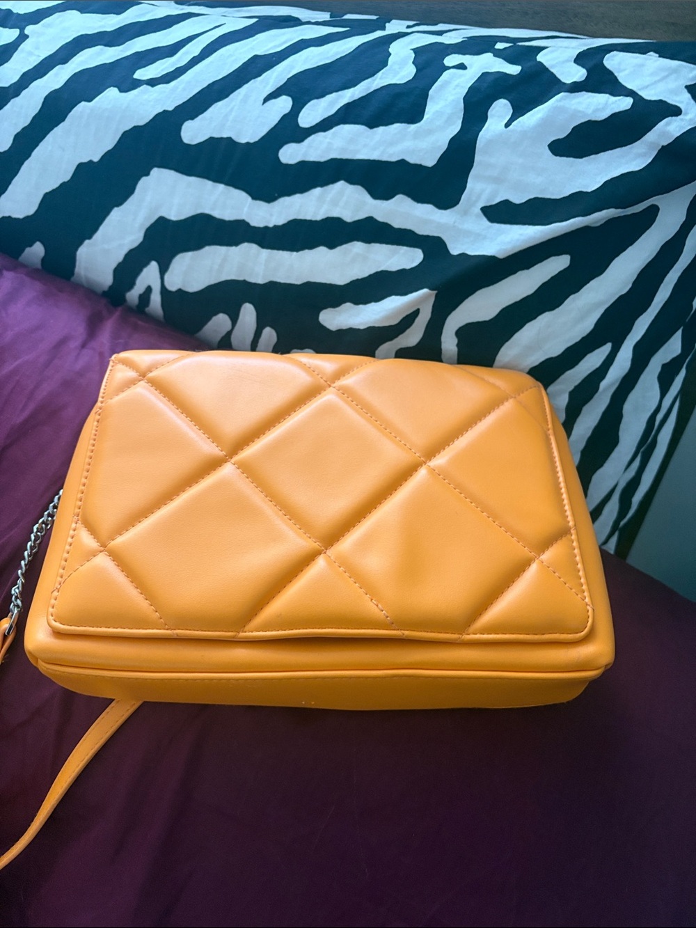 Quilted Orange Crossbody Bag - Women's Shoulder Bag
